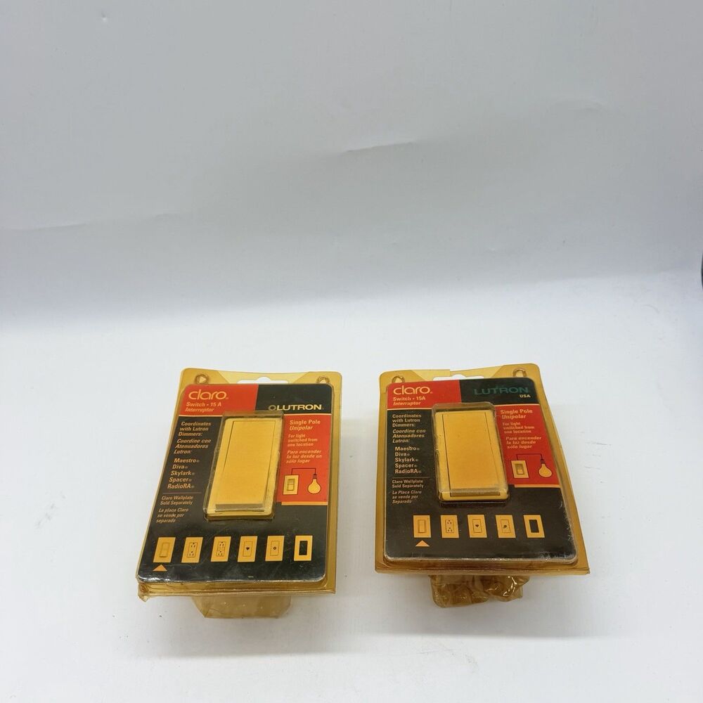2 Lutron Claro CA-1PSH-LA 15A Single Pole Rocker Light Switch Light Almond New